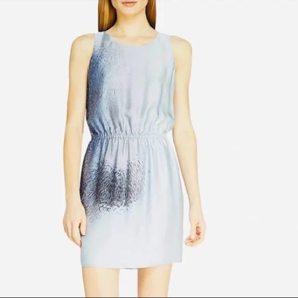 Halston Heritage Silk Feather Blue Dress Size 4
